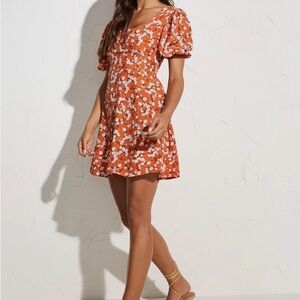 Faithfull the Brand Orange Floral Dress